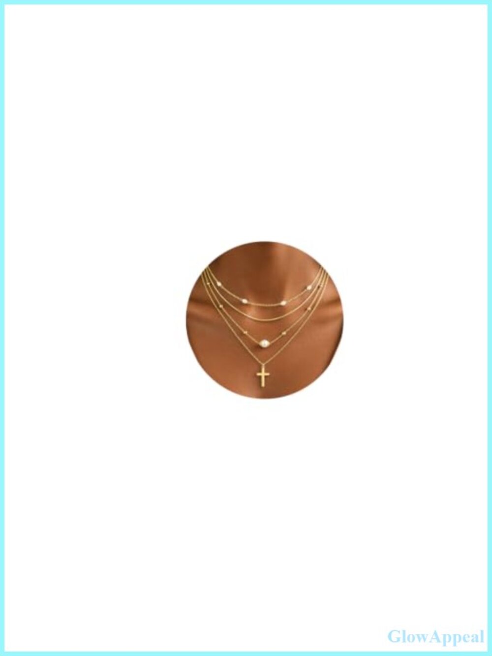 4 Piece Layered Necklace Set Gold Plated Cross Pearl Stackable